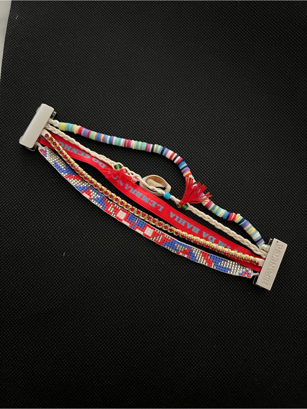 Multicolor Beaded & Braided Hipanema Bracelet - magnetic closure